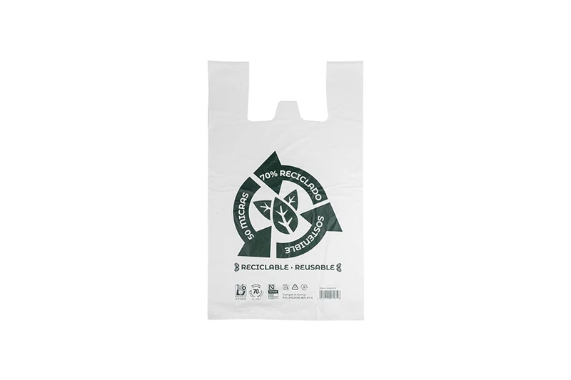 Bolsa Asa Camiseta XXL 80x85cm (50µm) Reciclada 70% (10pq. x 2kg.) (exclusivo online)