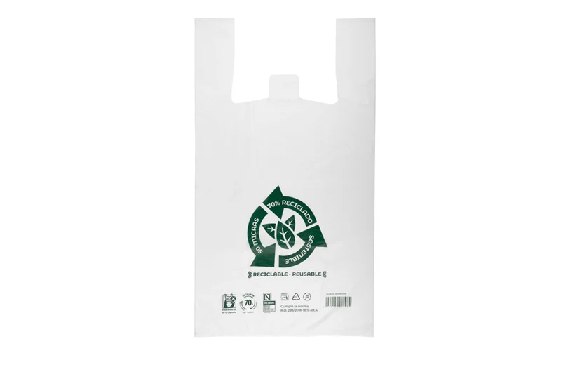 Bolsa Asa Camiseta EXTRA GRANDE 60x70cm (50µm) Reciclada 70% (20pq. x 1kg.) (exclusivo online)
