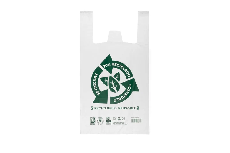 Bolsa Asa Camiseta GRANDE 50x60cm (50µm) Reciclada 70%