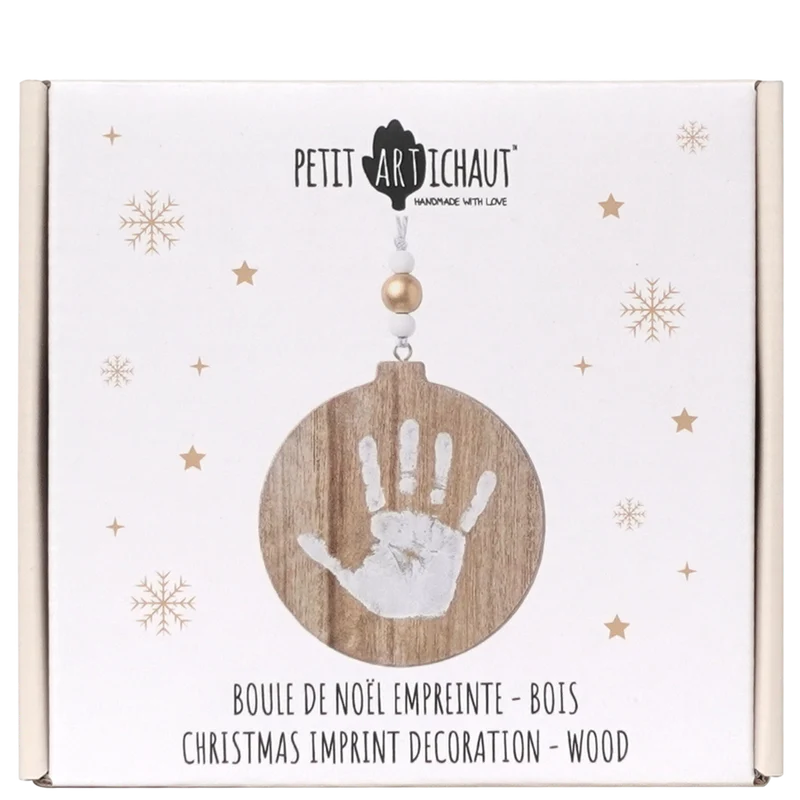 Bola de Navidad con huella – Madera · Petit Artichaut