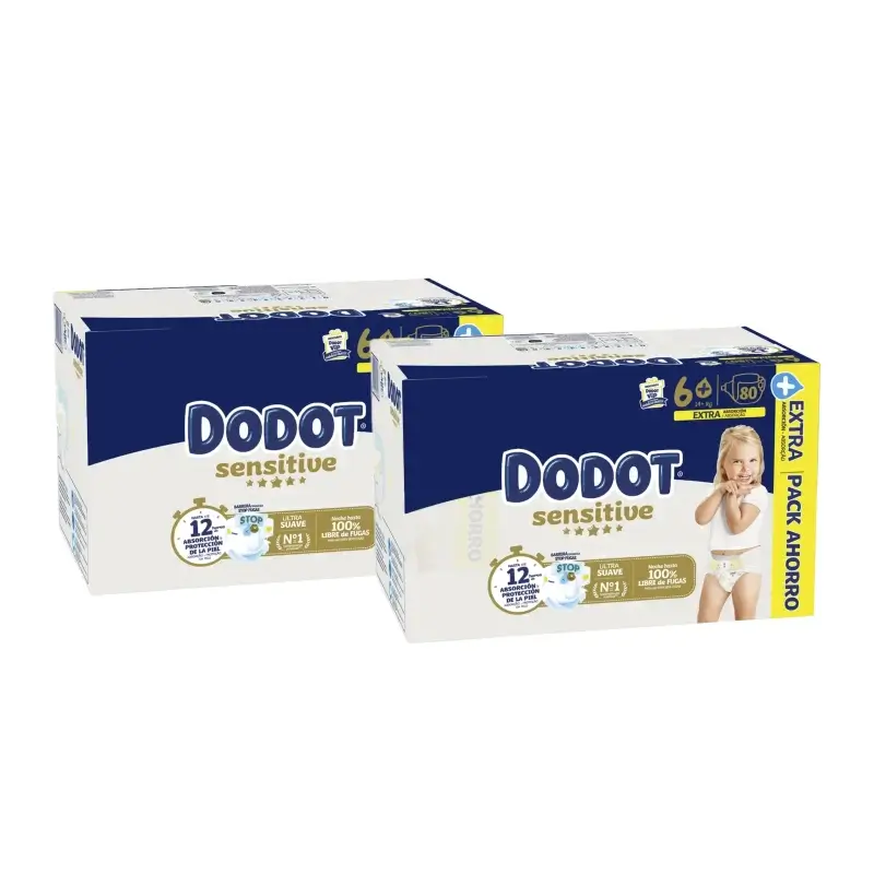 Dodot Sensitive Extra-Box Talla 6+ Pañales, Pack 2x80