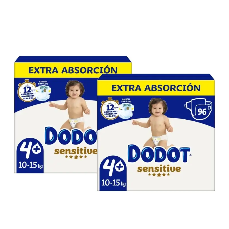 Dodot Sensitive Extra-Box Talla 4+ Pañales, Pack 2x96