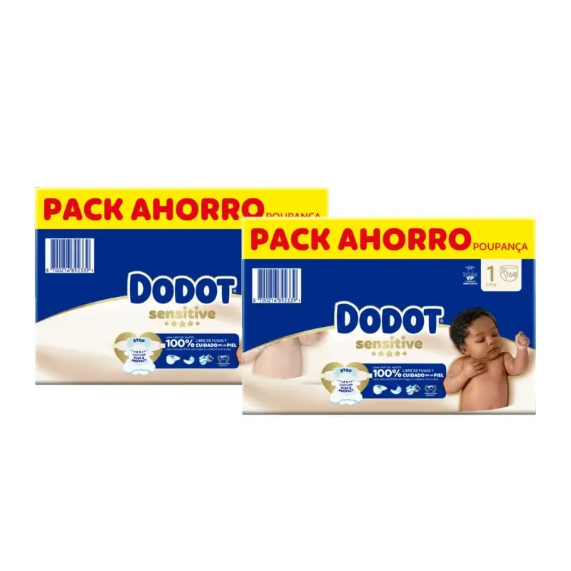 Dodot Sensitive Talla 1 Pañales 2-5 kg, Pack 2x168