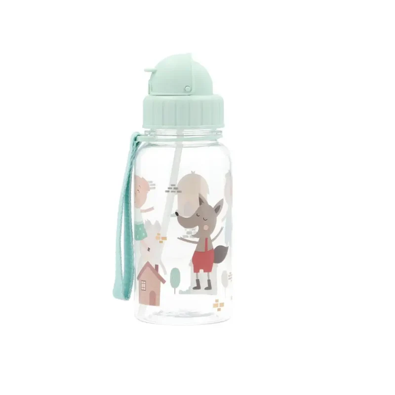 Botella con pajita 500ml - Three Little Pigs