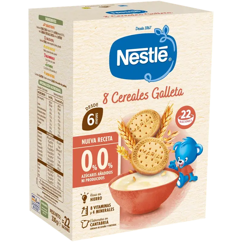 Nestlé Papilla 8 Cereales 0% Galleta, 330gr