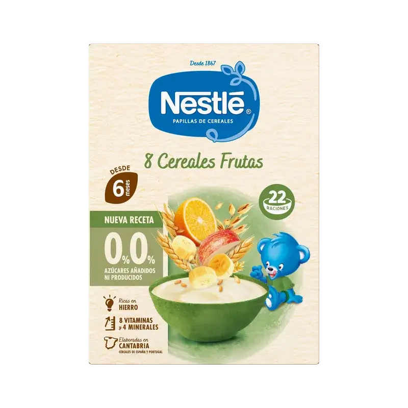 Nestlé Papilla 8 Cereales 0% Fruta, 330gr