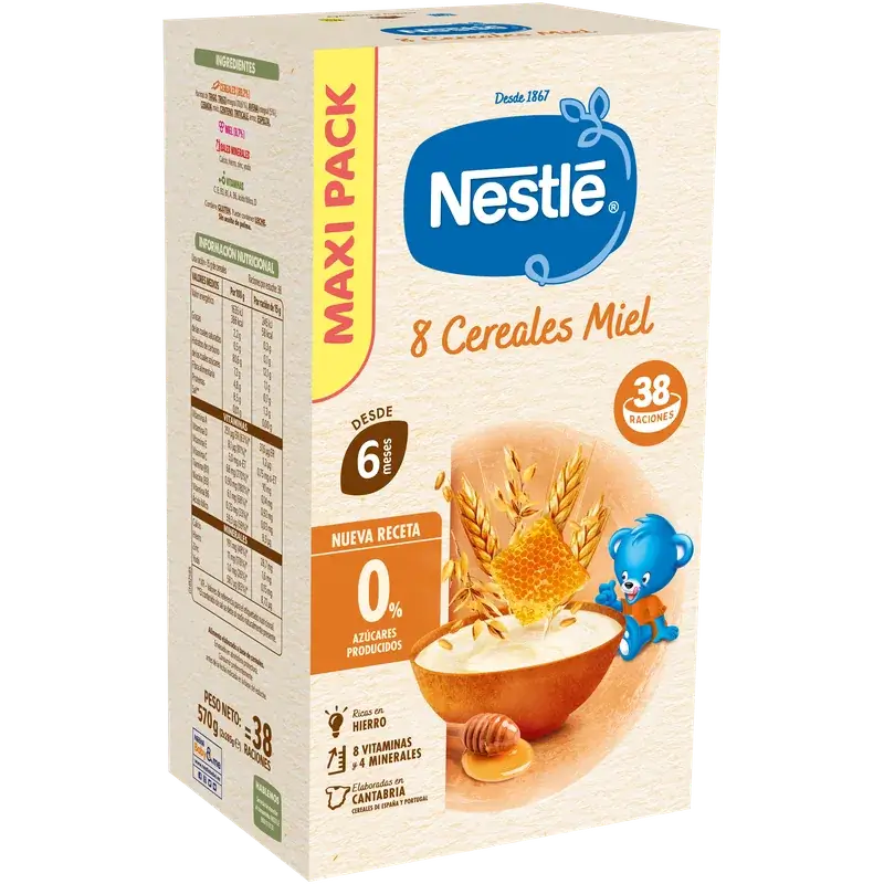Nestlé Papilla 8 Cereales Miel, 570gr
