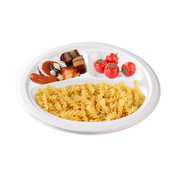 Plato Caña de Azúcar 26cm- 3 compartimentos (500 unid/caja)- (exclusivo online)