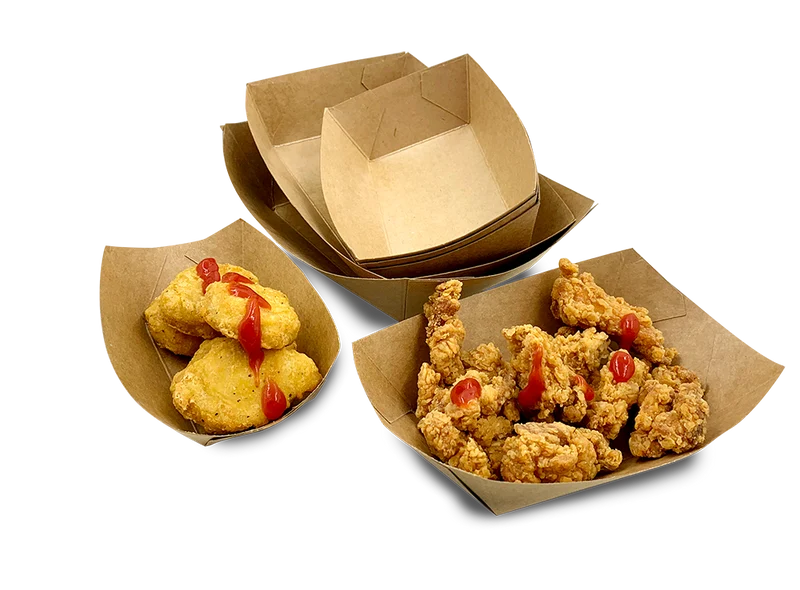 Barquetas Kraft Antigrasa/Fritos 300ml (10x6,2x4,4cm)