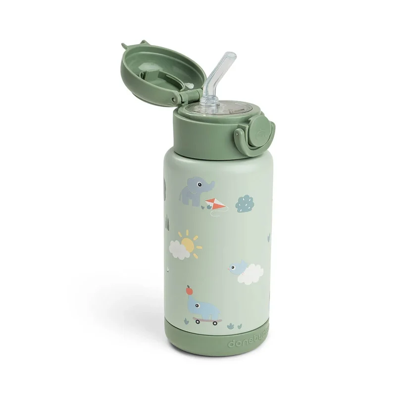 Botella térmica con Pajita Playground Verde 340 ml · Done By Deer