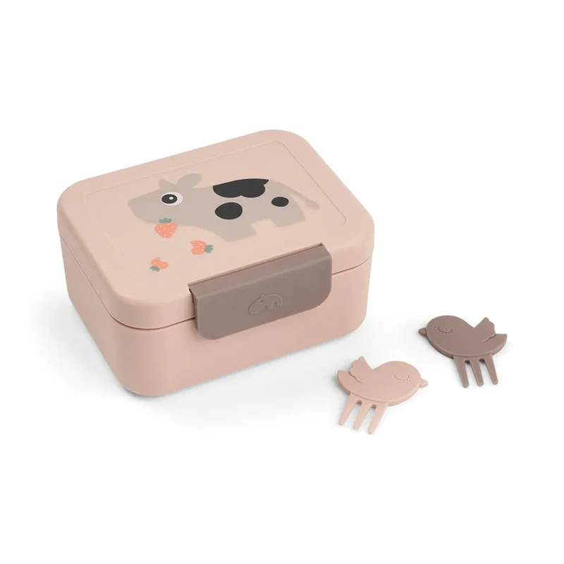 Pequeña fiambrera con mini tenedor Tiny farm Rosa · Done By Deer