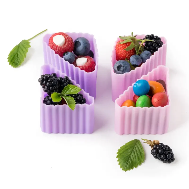 Set de 4 Moldes Triangulares de Silicona Lekkabox - Rosa & Lila