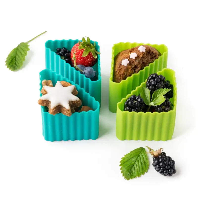 Set de 4 Moldes Triangulares de Silicona Lekkabox - Teal & Verde