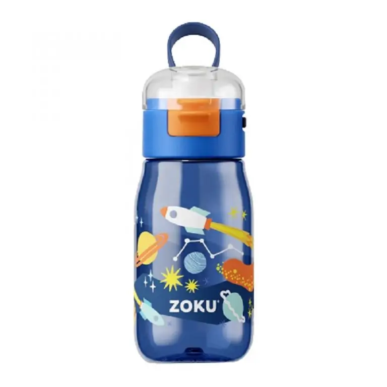 Botella Zoku Flip Gulp - Cohetes Azul 465ml