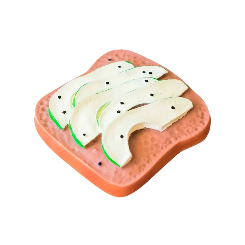 Mordedor sensorial bebé Tostada Aguacate de Caucho Natural