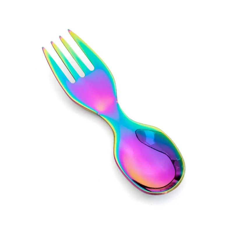 Mini cuchara & tenedor de acero inoxidable Lekkabox - Rainbow