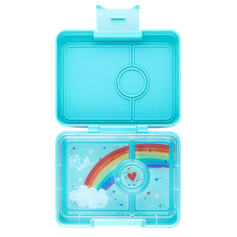 Fiambrera Yumbox Snack 3 secciones - Misty Aqua Rainbow