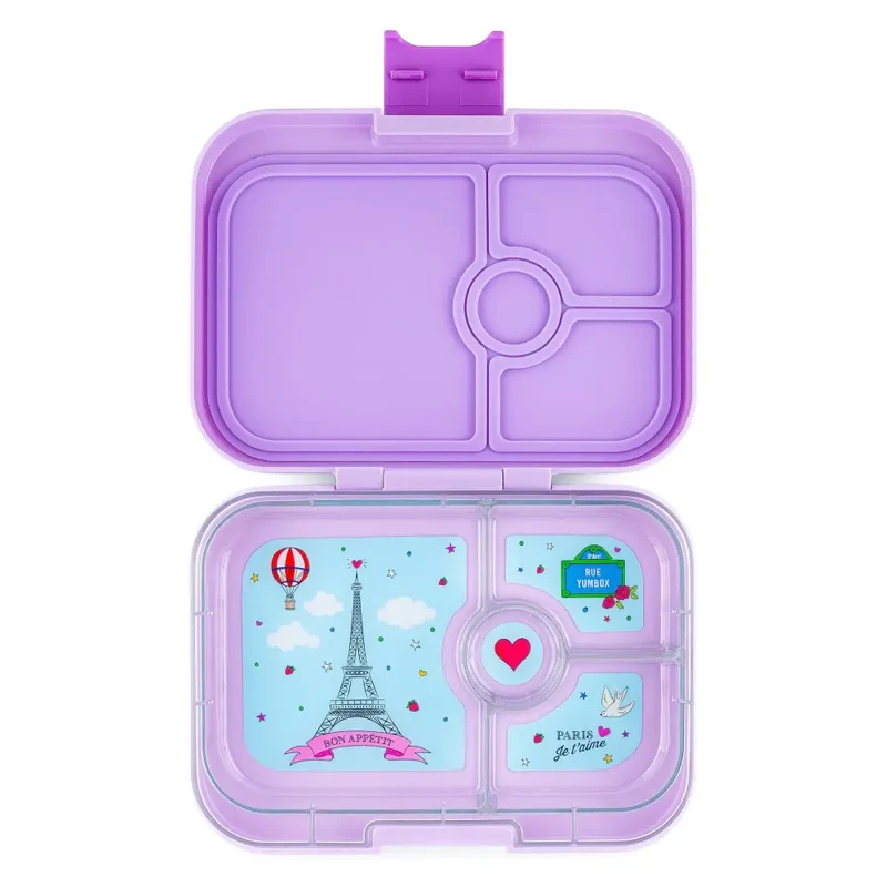 Fiambrera Yumbox Panino 4 secciones - Lulu Purple Paris Je t'aime