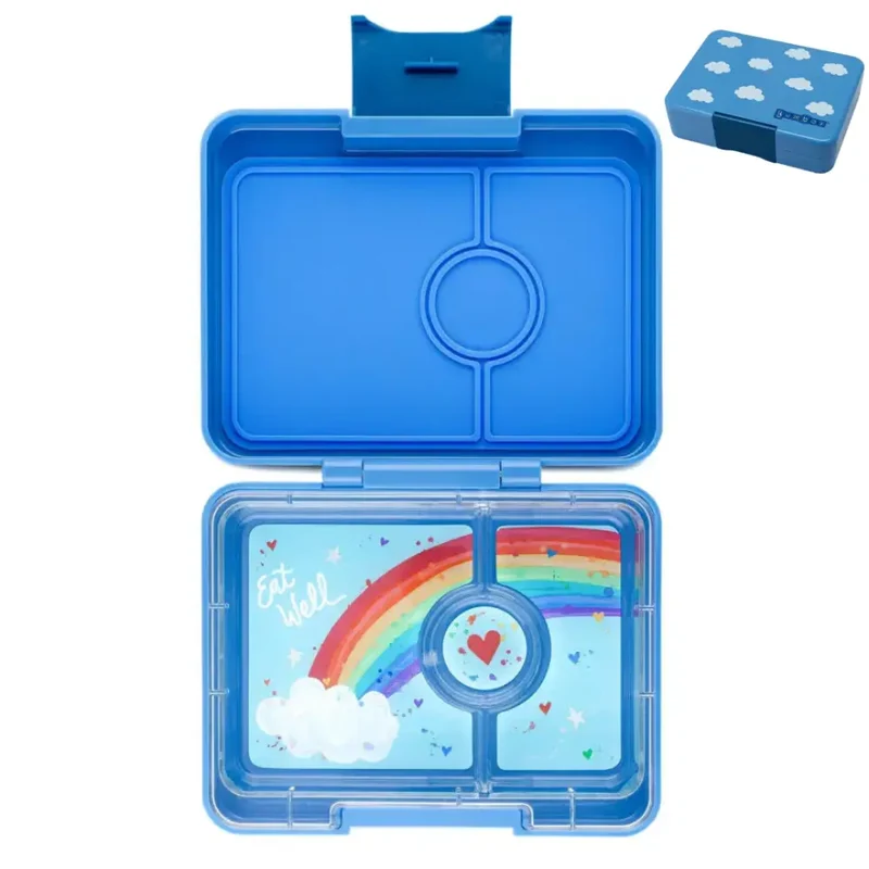 Fiambrera Yumbox Snack 3 secciones Decorada Nubes - Sky Blue Rainbow
