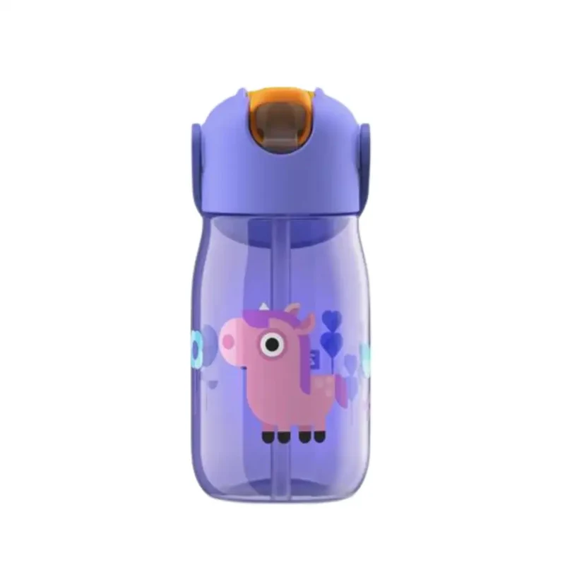 Botella con pajita Flip Straw - Púrpura Unicornio 400ml