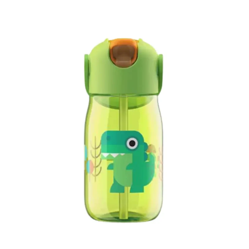 Botella con pajita Flip Straw - Verde Cocodrilo 400ml