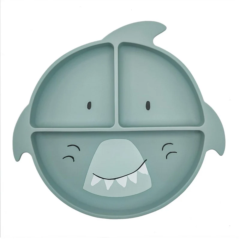 Plato compartimentado de silicona con ventosa - Mr. Shark