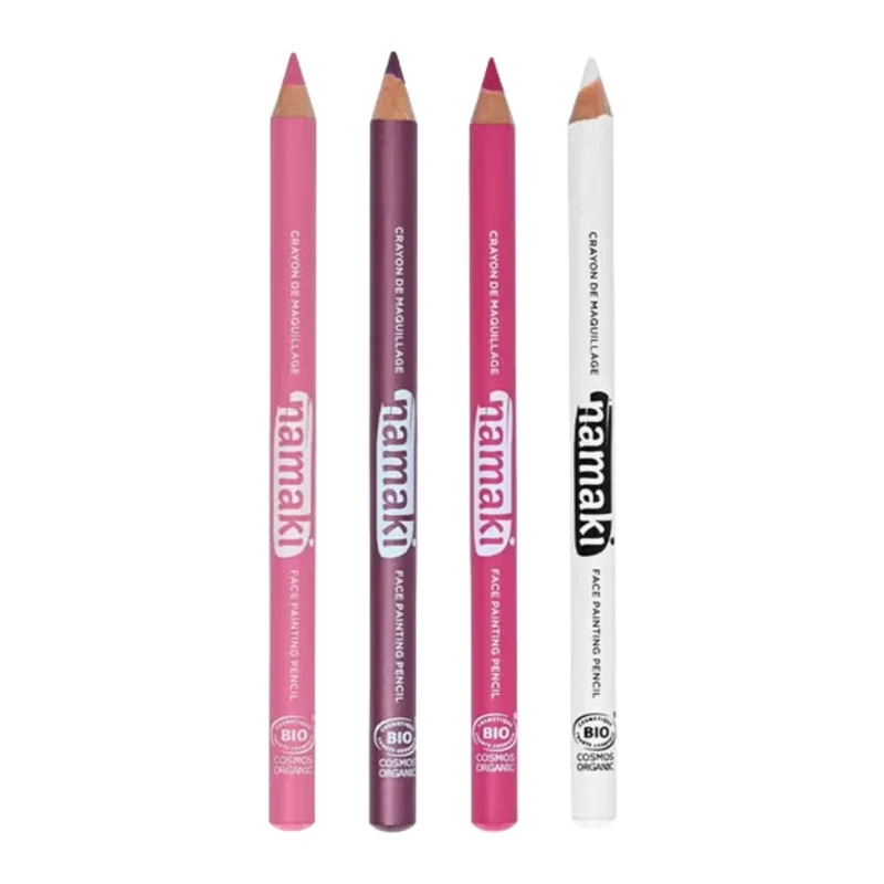 Set 4 Lápices Finos Maquillaje Namaki Morado-Rosa-Fucsia-Blanco