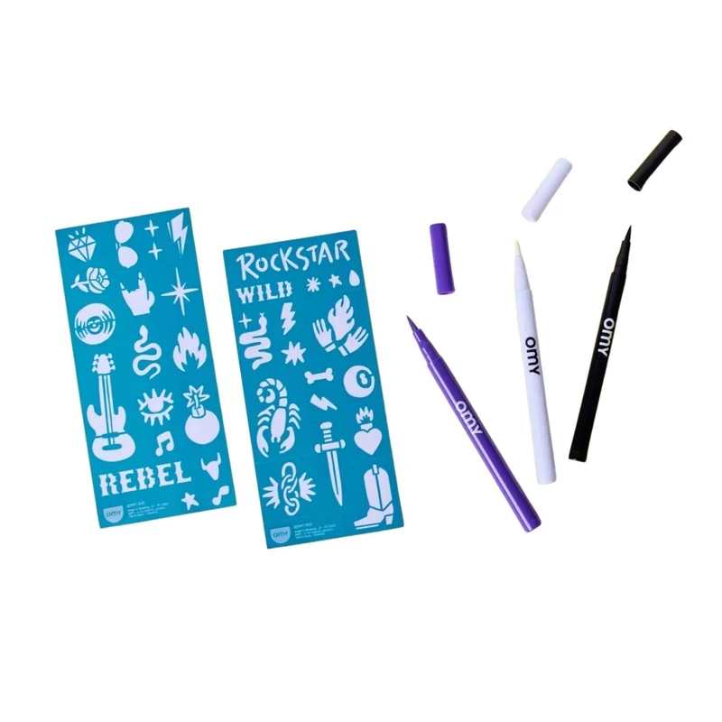 Rotuladores Cara y cuerpo Omy - Rock Club Tattoo Art Negro/blanco/morado