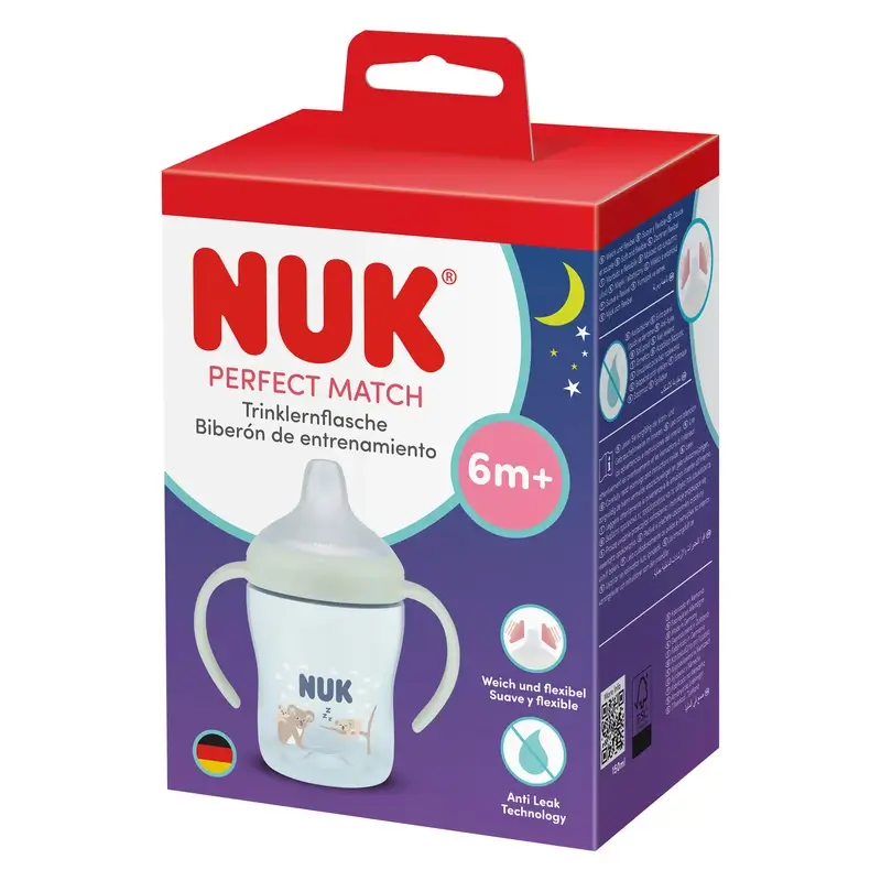 NUK Perfect Match Biberón Aprendizaje 150 ml 6m+ Noche Koala Azul