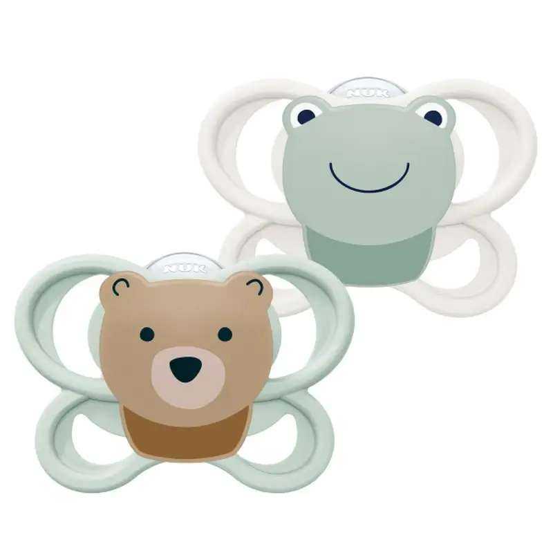 NUK Perfect Match Air Chupete Silicona T1 0-6m Oso/Rana, 2 uds