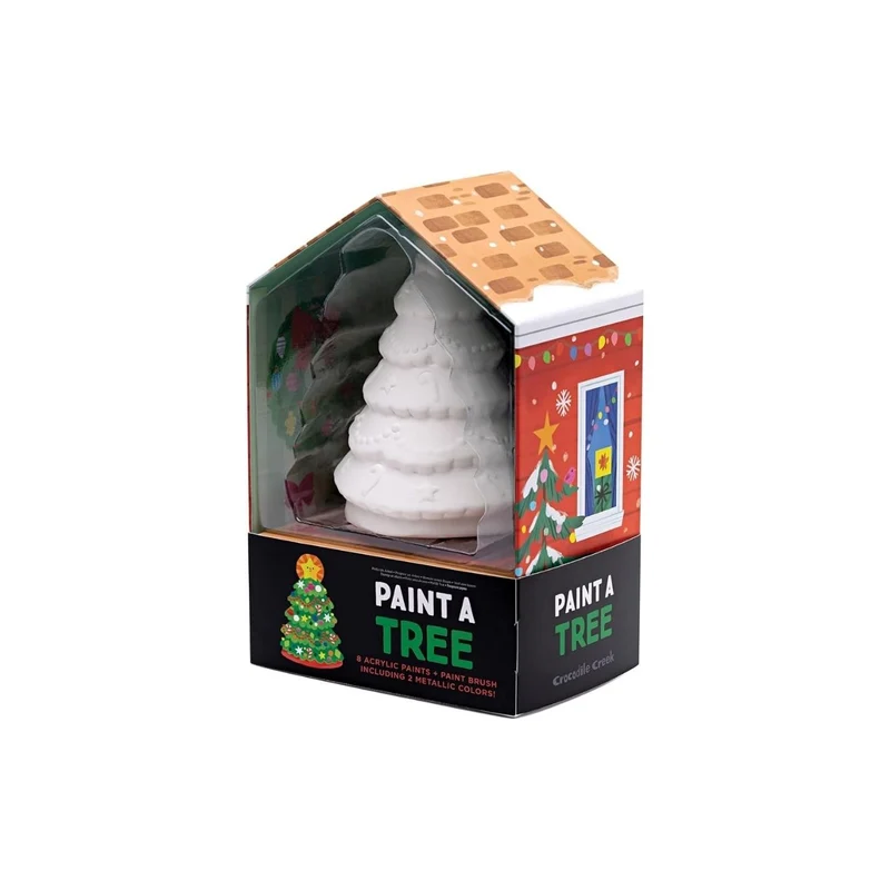 Kit DIY Árbol de Navidad de cerámica+ 8 pinturas acrílicas y pincel
