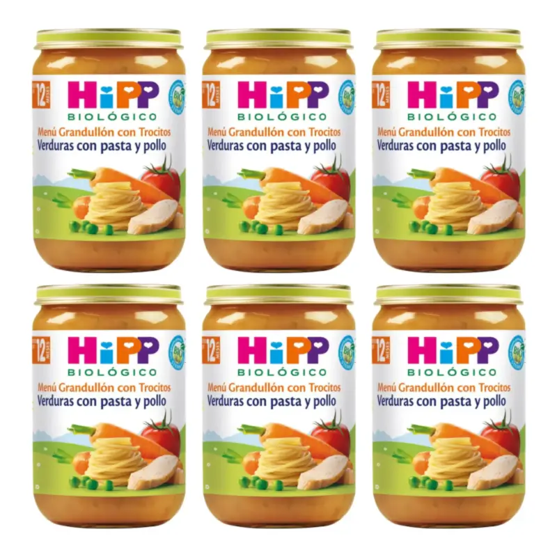 Hipp Bio Tarrito De Verduras Con Pasta Y Pollo, Pack 6 x 220 G