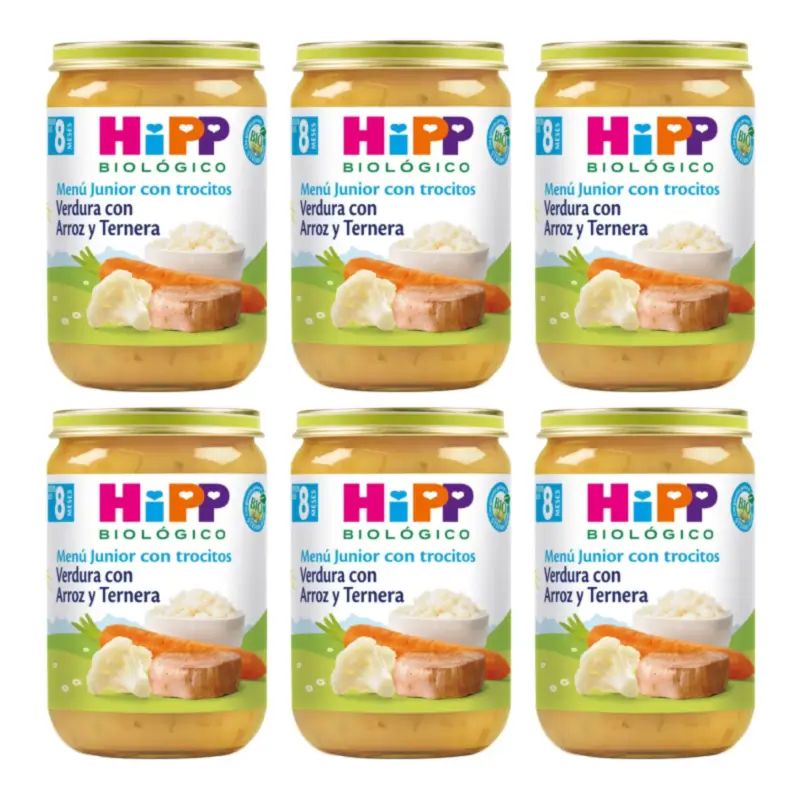 Hipp Bio Tarrito De Verdura Con Arroz Y Ternera, Pack 6 x 220 G