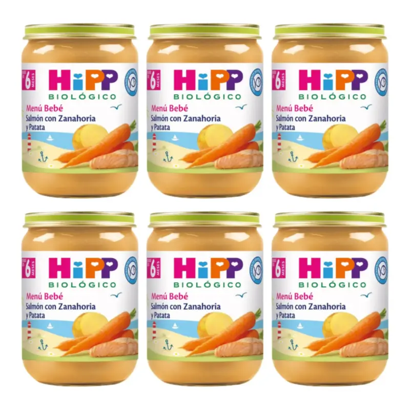 Hipp Bio Tarrito De Salmón Con Zanahoria Y Patata, Pack 6 x 190 G