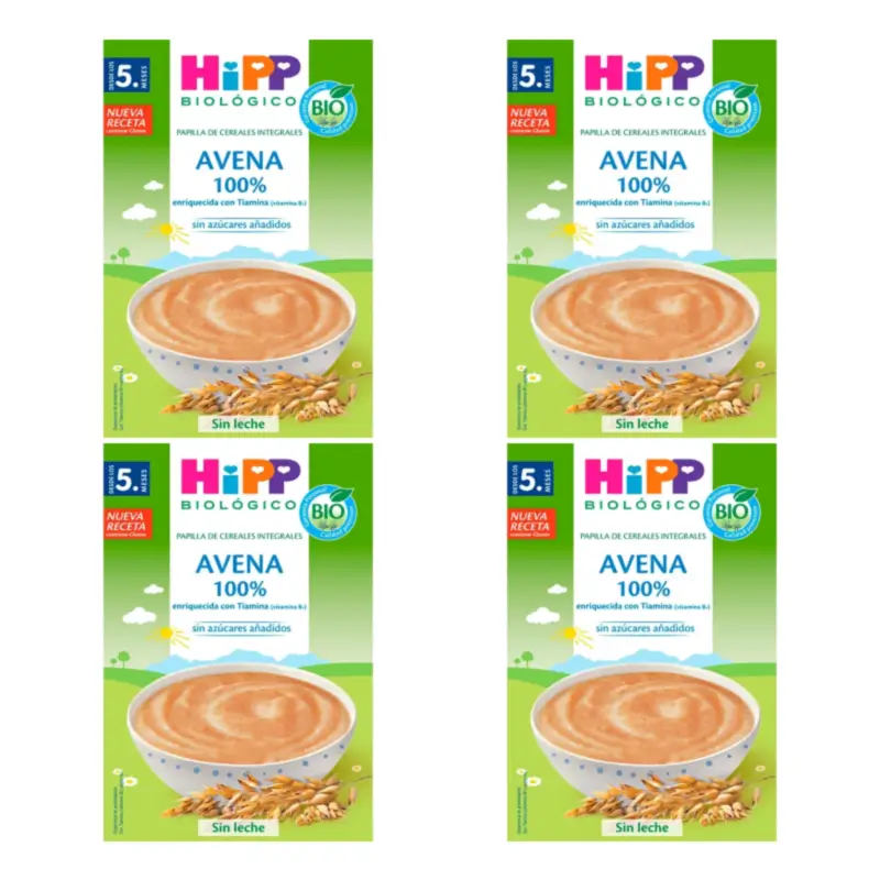 Hipp Avena 100% Papilla De Cereal Bio, Pack 4 x 200 gramos