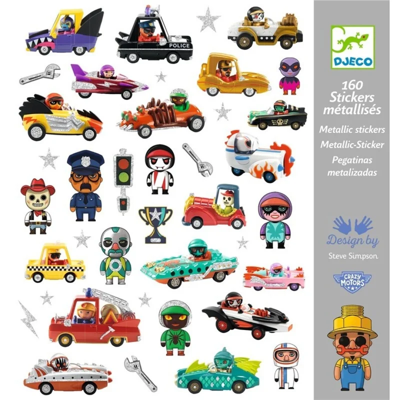 Pegatinas El Universo de los Crazy Motors · Djeco