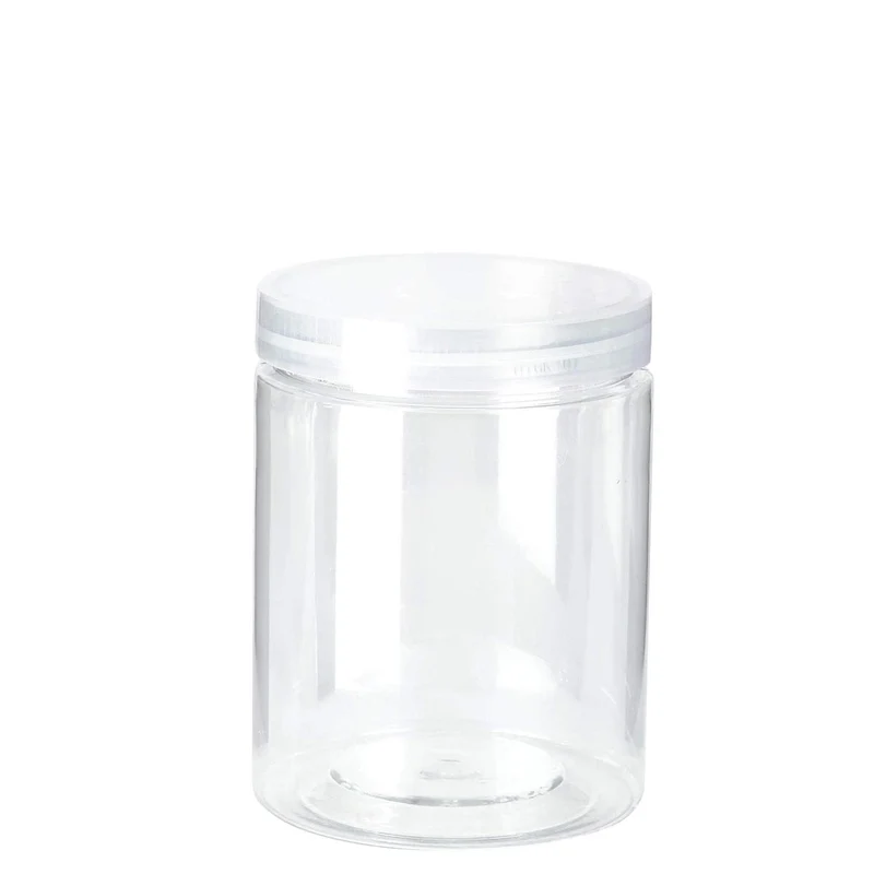 Art.3371 Bote De Plástico Redondo Con Tapa 200ml 8.5x6.5x6.5cm 1pz