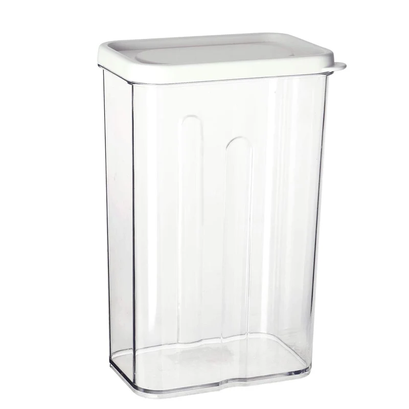 Art.3393 Bote De Plástico Rectangular Con Tapa Mediano 1.250L 19x12x8cm 1pz