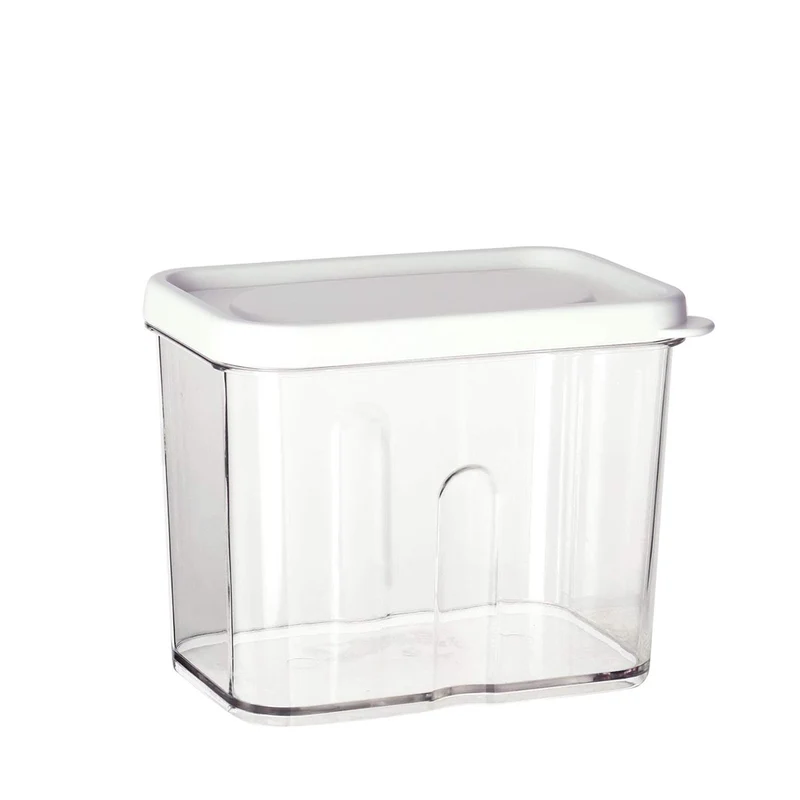 Art.3381 Bote De Plástico Rectangular Con Tapa Chico 600ml 10x12x8cm 1pz