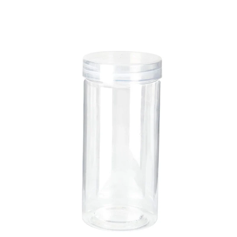 Art.3346 Bote De Plástico Redondo Con Tapa 225ml 12x5.5x5.5cm 1pz