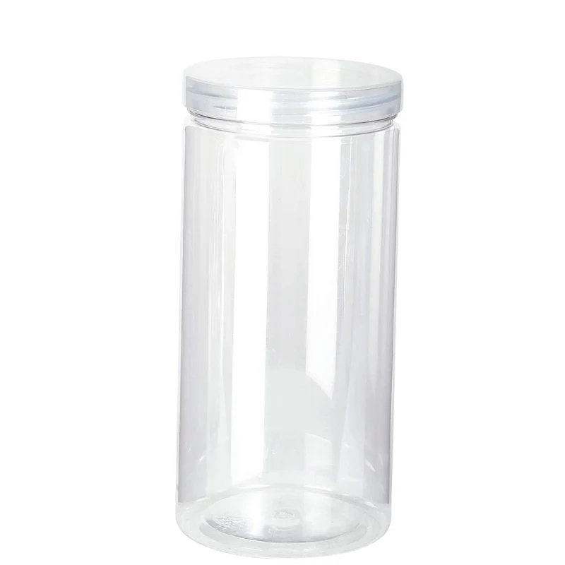 Art.3334 Bote De Plástico Redondo Con Tapa 850 ml 18x8.5x8.5cm 1pz