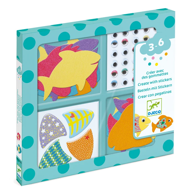 Crear con pegatinas Me gustan los peces DJECO