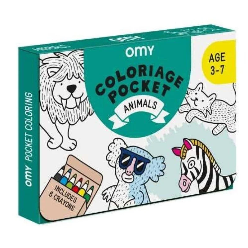 Pocket OMY Animals para colorear + 6 lápices colores