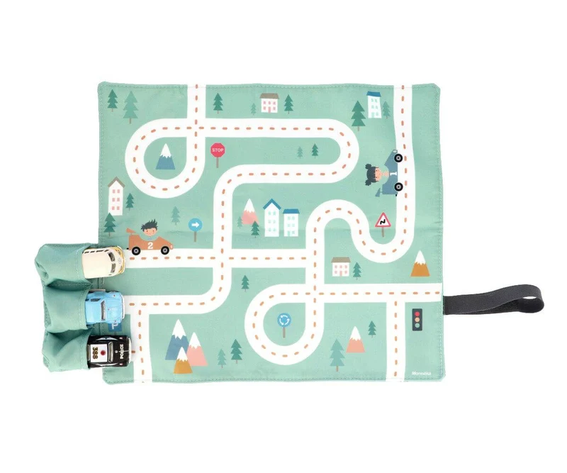Juego Mantel con Circuito Menta + 3 Coches