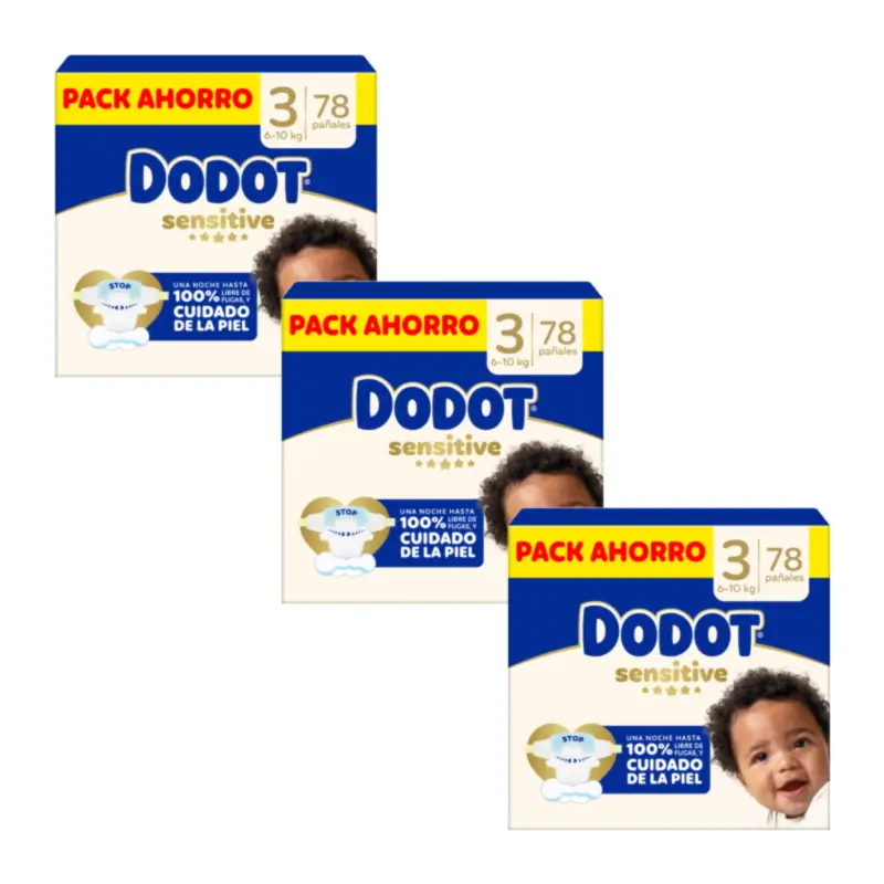 Dodot Pañal Sensitive Jumbo Pack Talla 3 , 3X78 Unidades