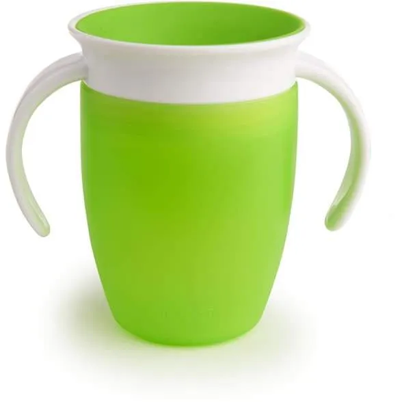Vaso Antiderrame con Asa Miracle 360º Verde Pastel · Munchkin