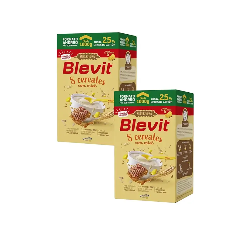Blevit Alimentación Infantil Superfibra 8 Cereales Y Miel, 2X1000 Grs