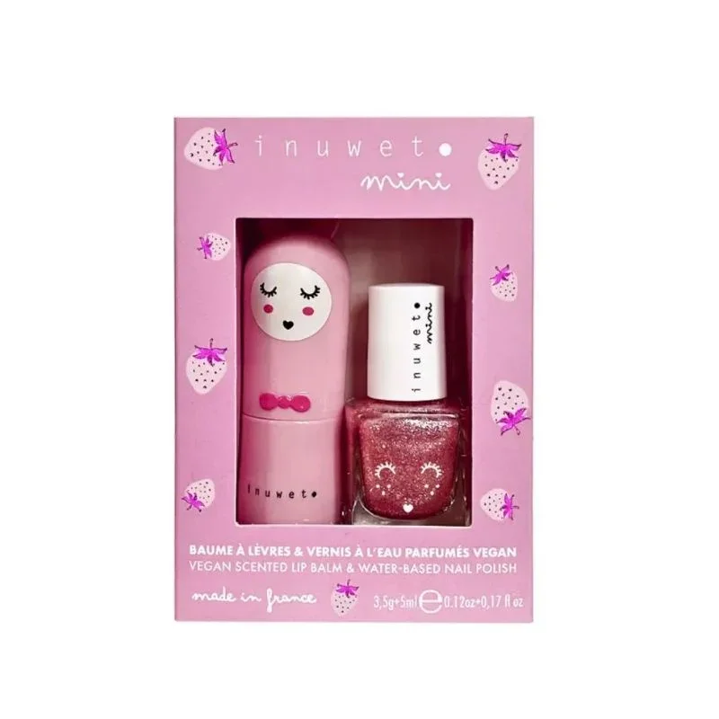 Set labial y esmalte de uñas base de agua- Fresa