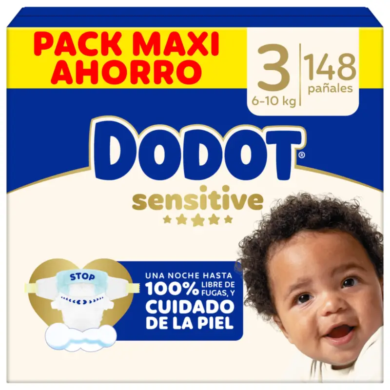 Dodot Sensitive Talla 3, Pañales, 6Kg-10Kg , 148 uds