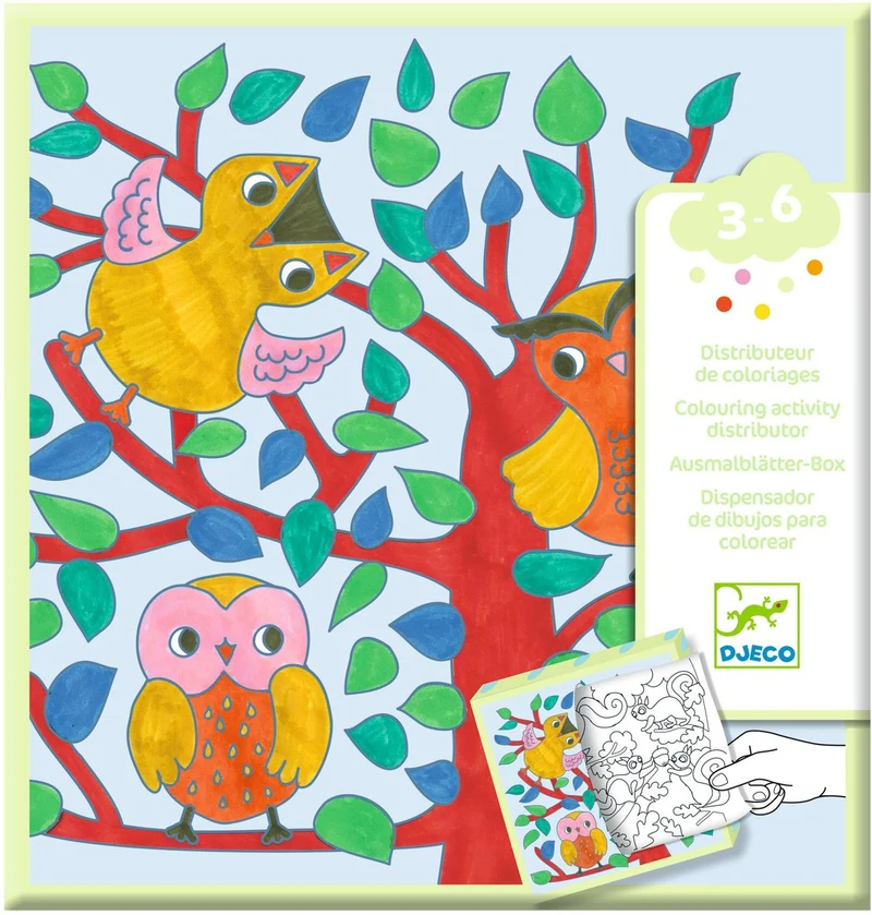 10 dibujos para colorear + 10 juegos sorpresa Bosque · DJECO